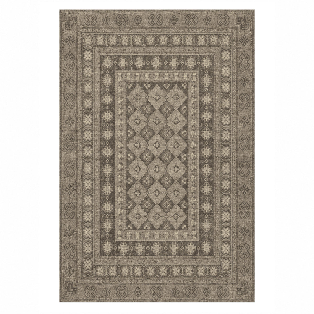 Kayseri Taupe Classic Washable Rug — top view