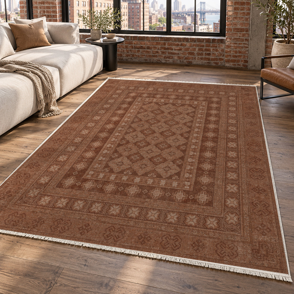 Kayseri Terracotta Classic Washable Rug — new york living