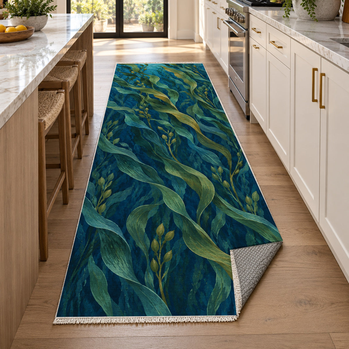 Kelp Forest Abstract Washable Rug — new york kitchen runner