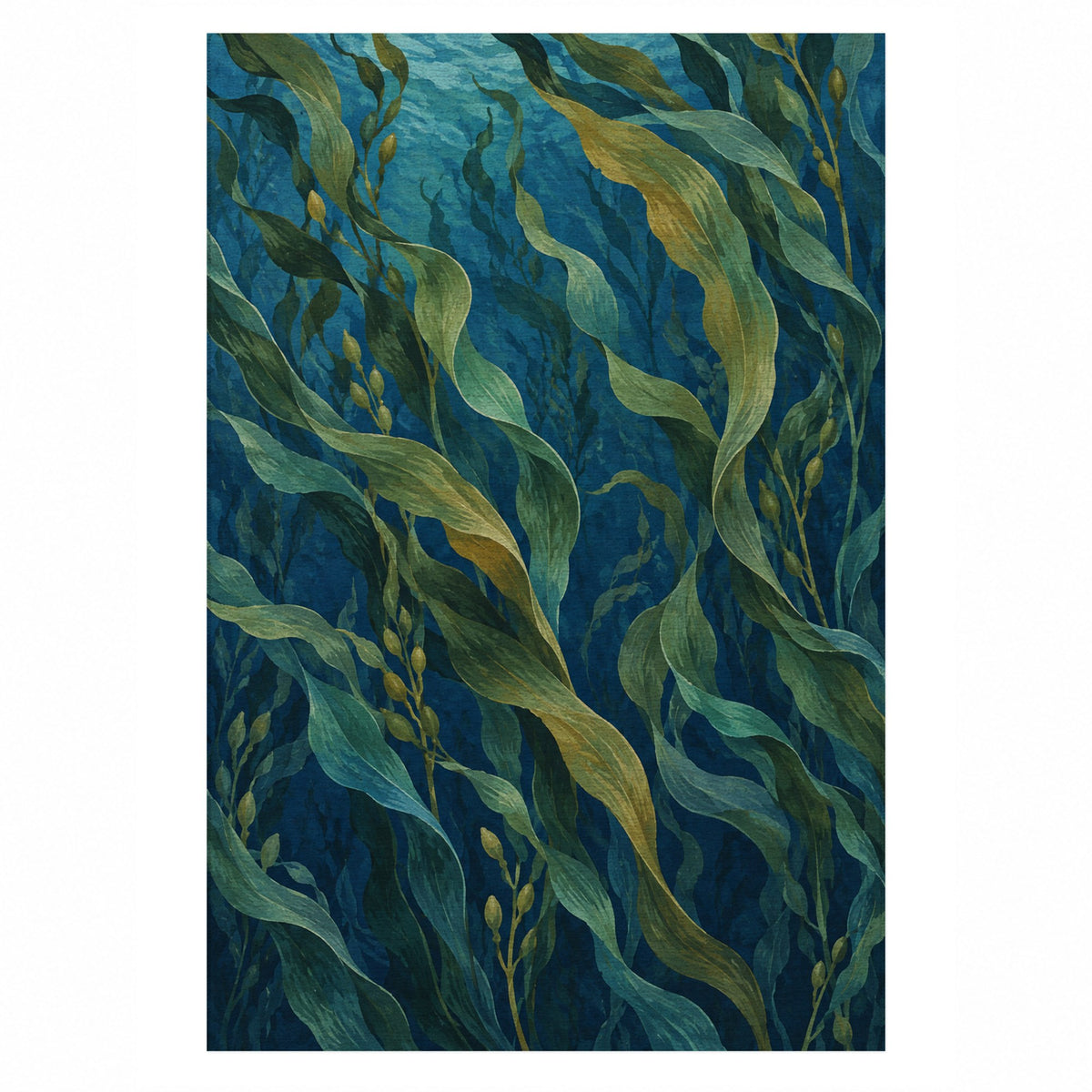 Kelp Forest Abstract Washable Rug — top view