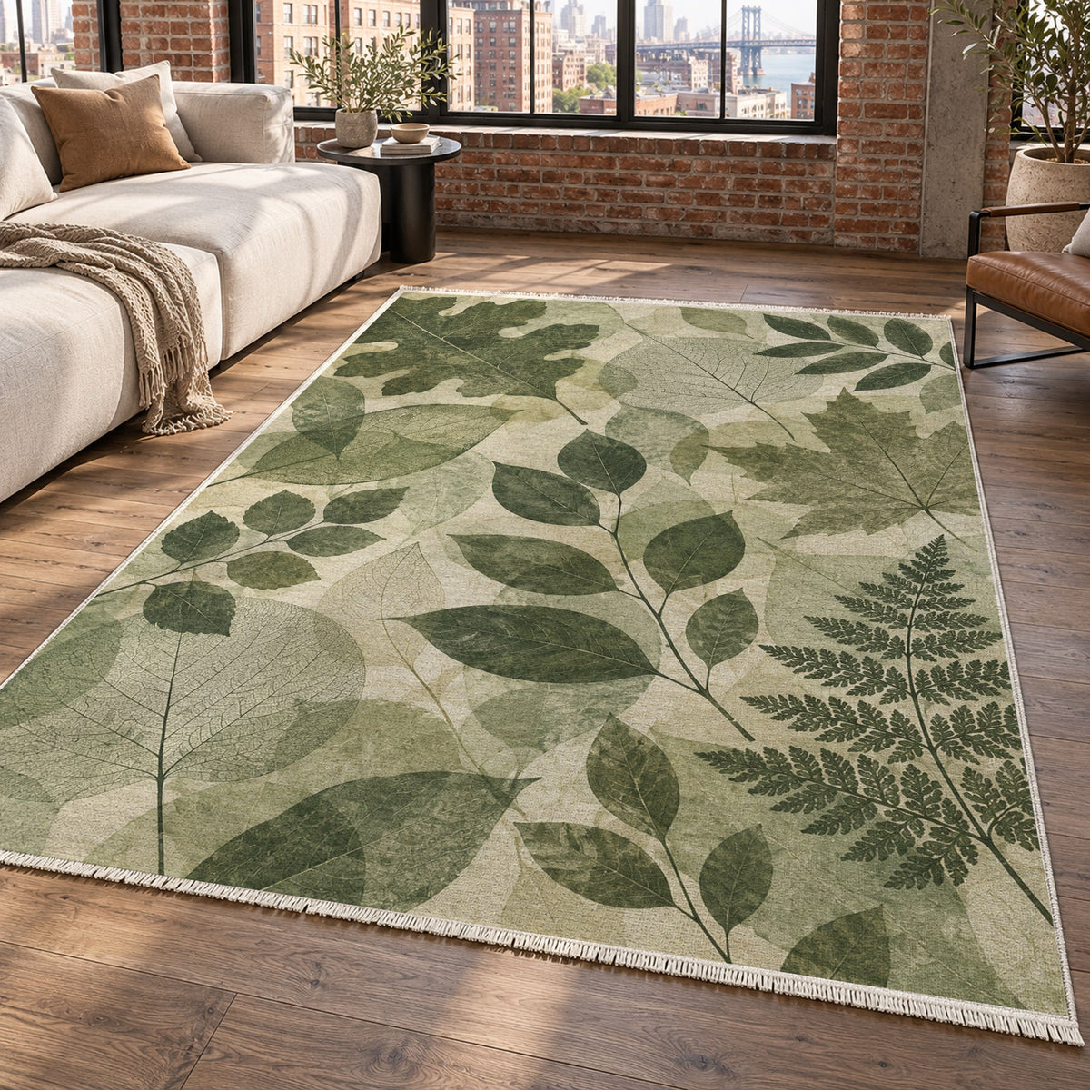 Leaf Impressions Floral Washable Rug — new york living
