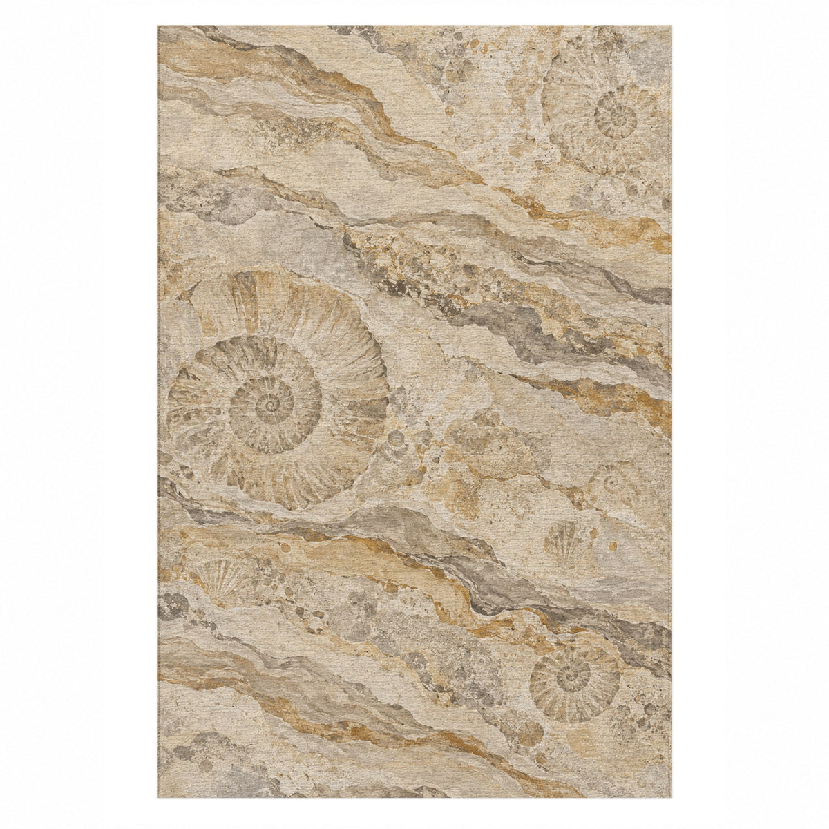 Limestone Fossils Abstract Washable Rug — top view
