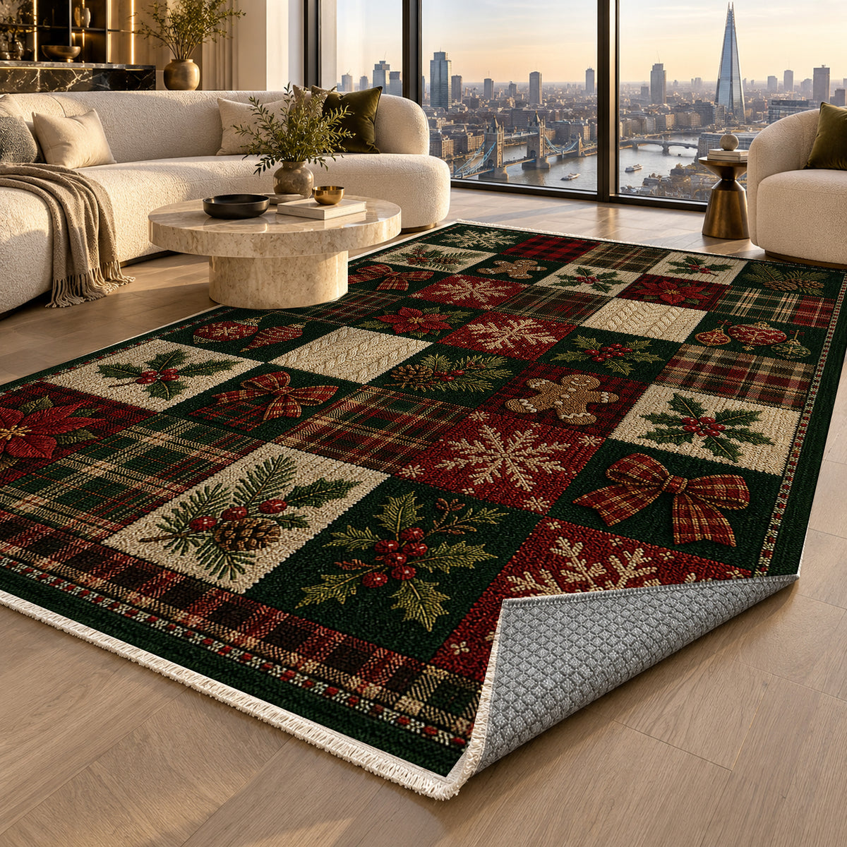Lodge Evergreen Washable Rug — london luxury living