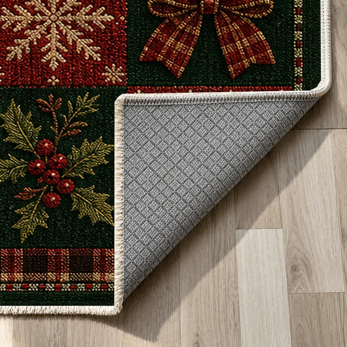 Lodge Evergreen Washable Rug — backing close up