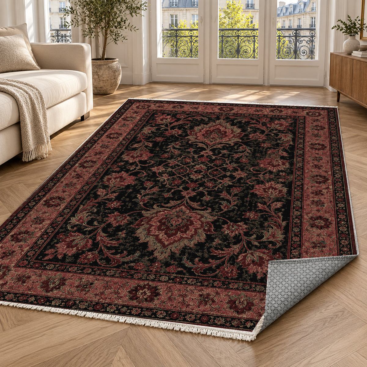 Mashhad Charcoal Classic Washable Rug — paris living