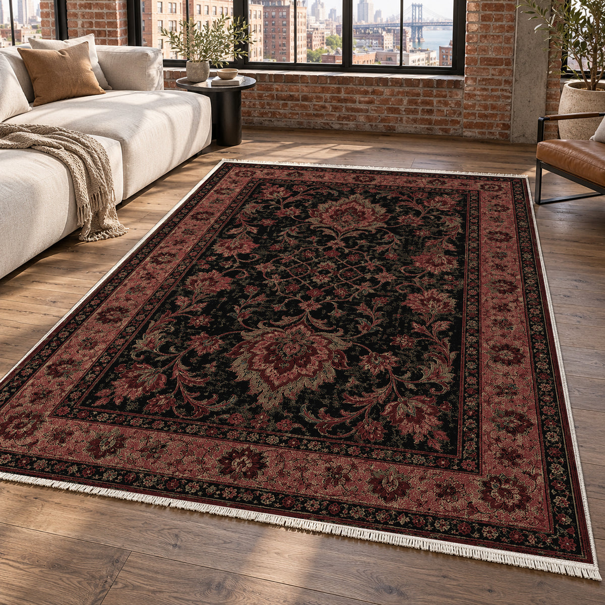 Mashhad Charcoal Classic Washable Rug — new york living