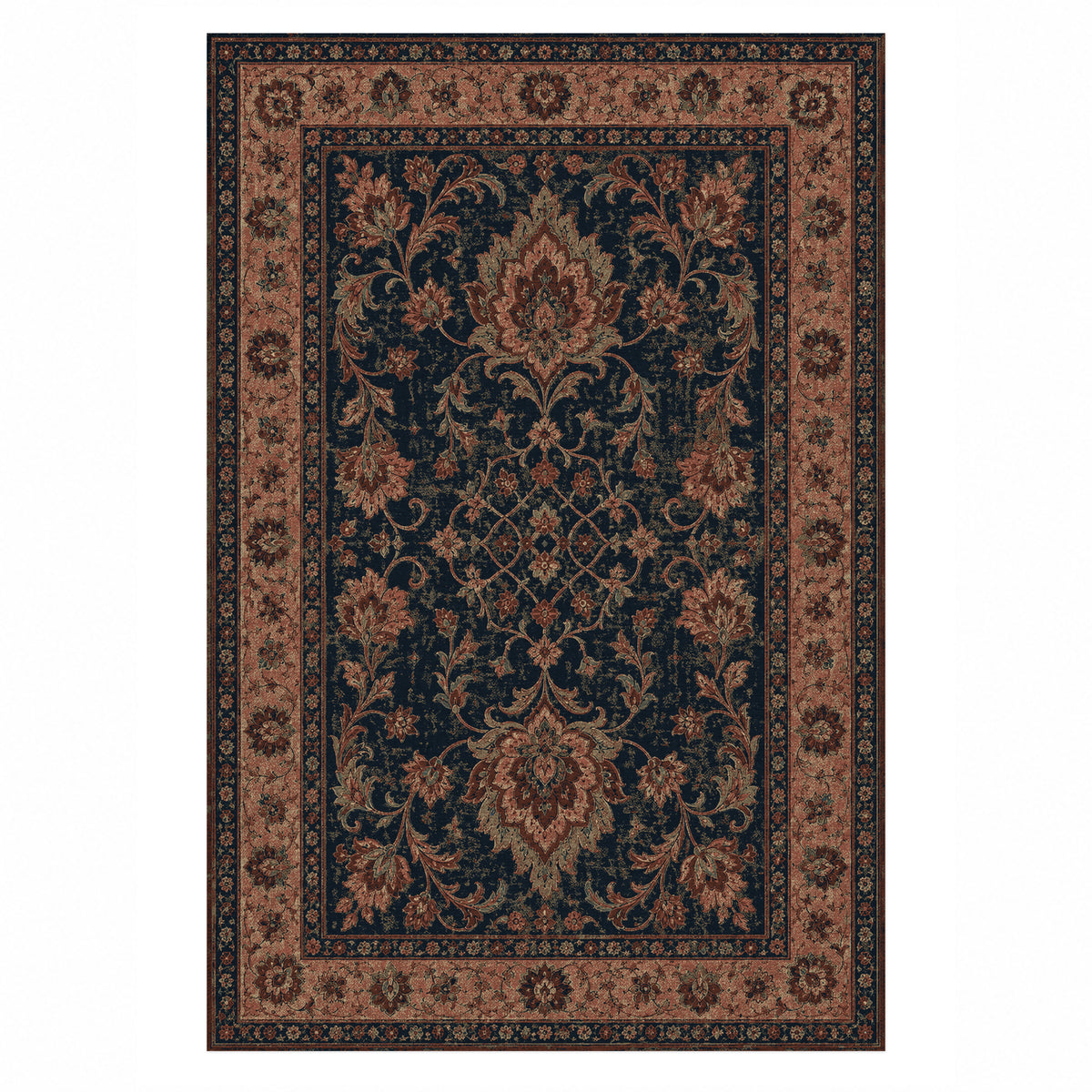 Mashhad Indigo Classic Washable Rug — top view