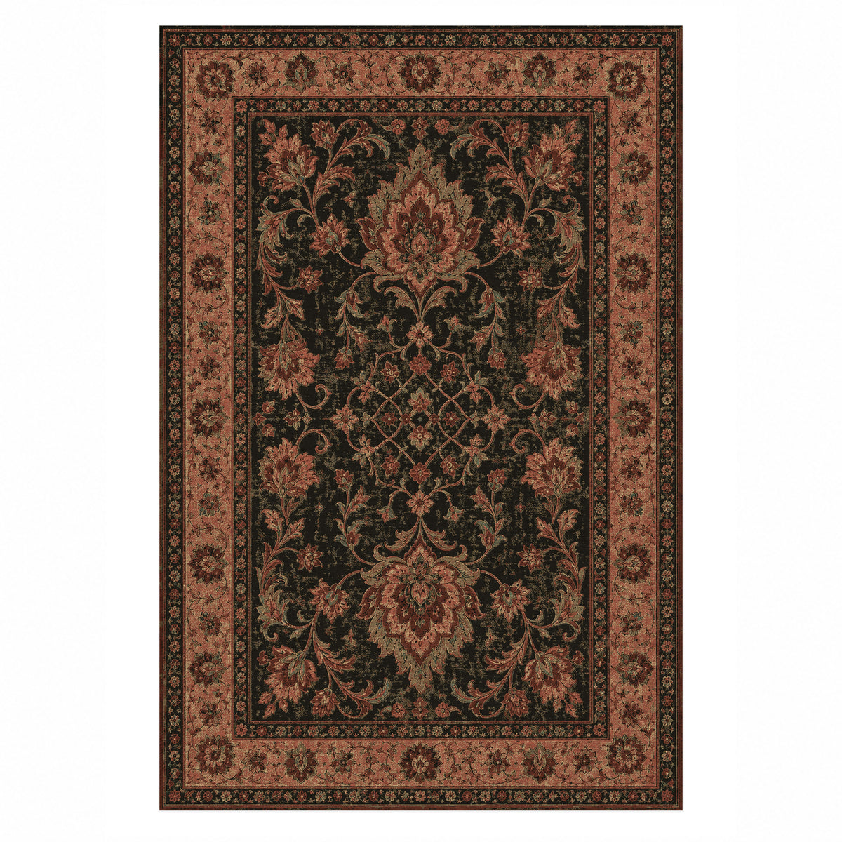Mashhad Terracotta Classic Washable Rug — top view