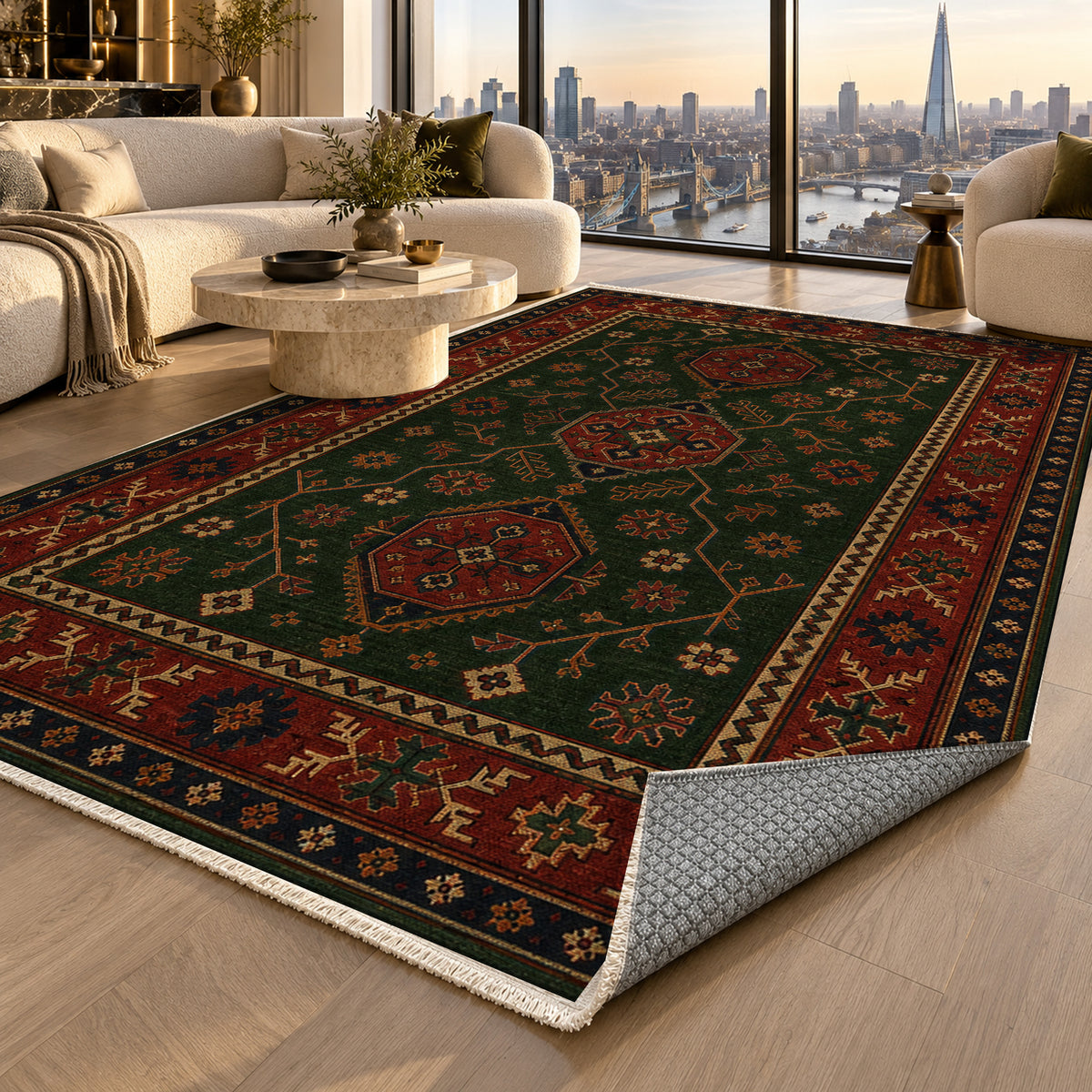 Mazar Forest Ethnic Washable Rug — london luxury living