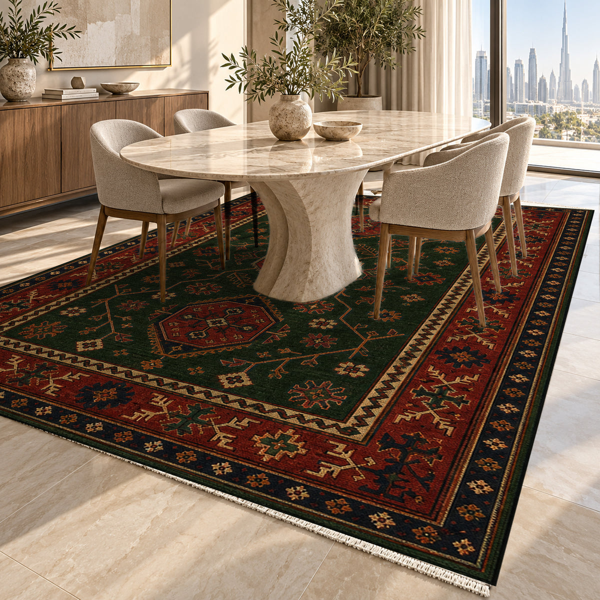 Mazar Forest Ethnic Washable Rug — dubai dining