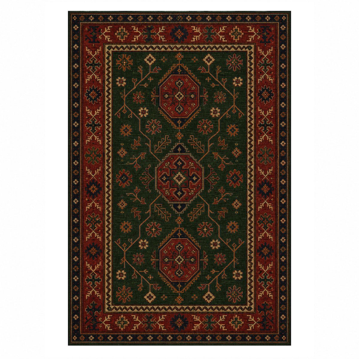 Mazar Forest Ethnic Washable Rug — top view