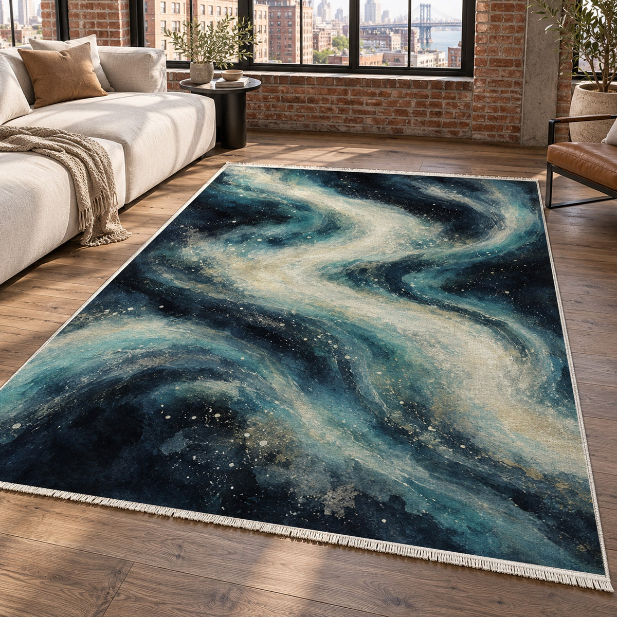 Milky Ribbons Abstract Washable Rug — new york living
