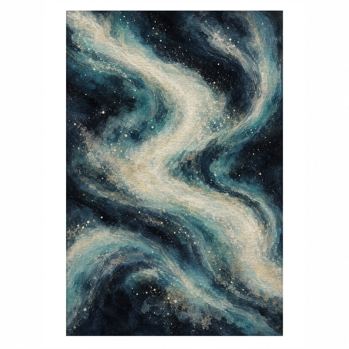 Milky Ribbons Abstract Washable Rug — top view