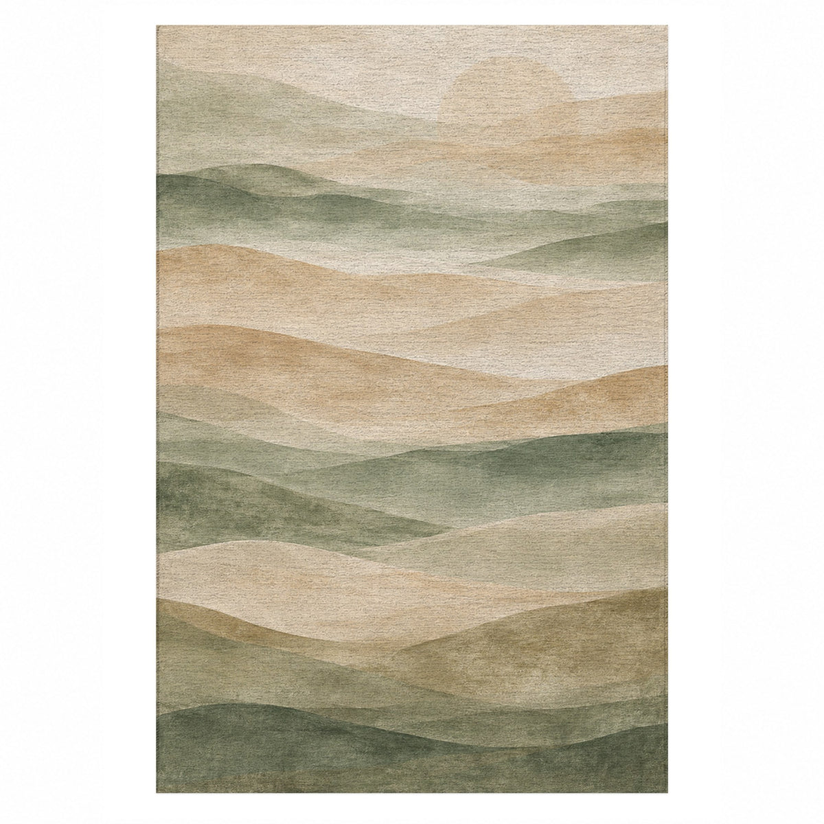 Mirage Layers Sage Modern Washable Rug — top view