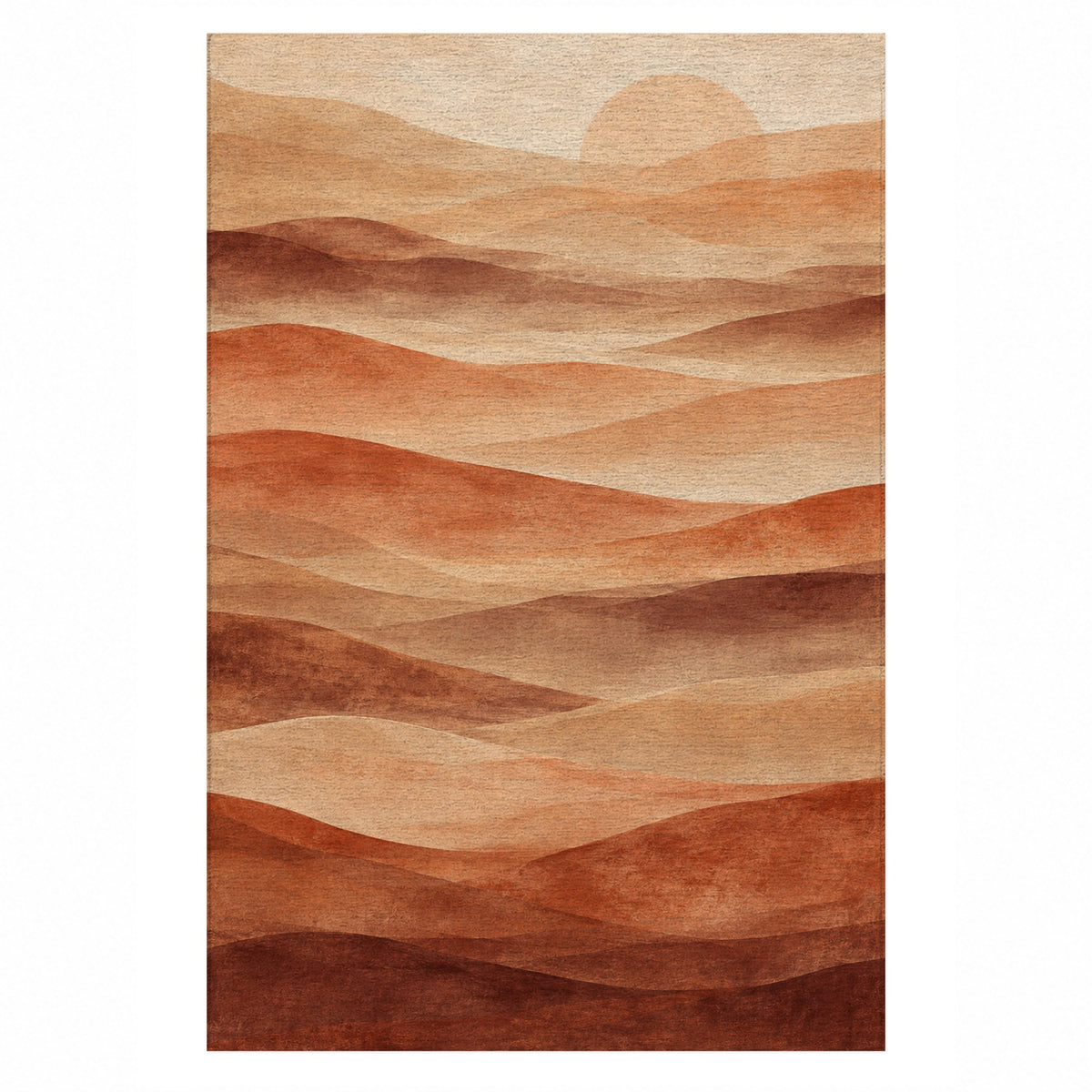 Mirage Layers Terracotta Modern Washable Rug — top view