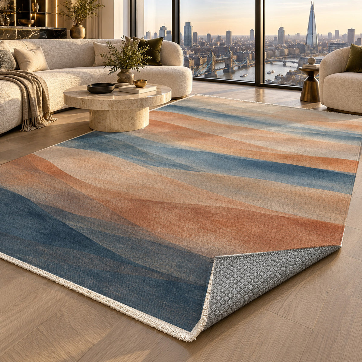 Mirage Layers Modern Washable Rug — london luxury living