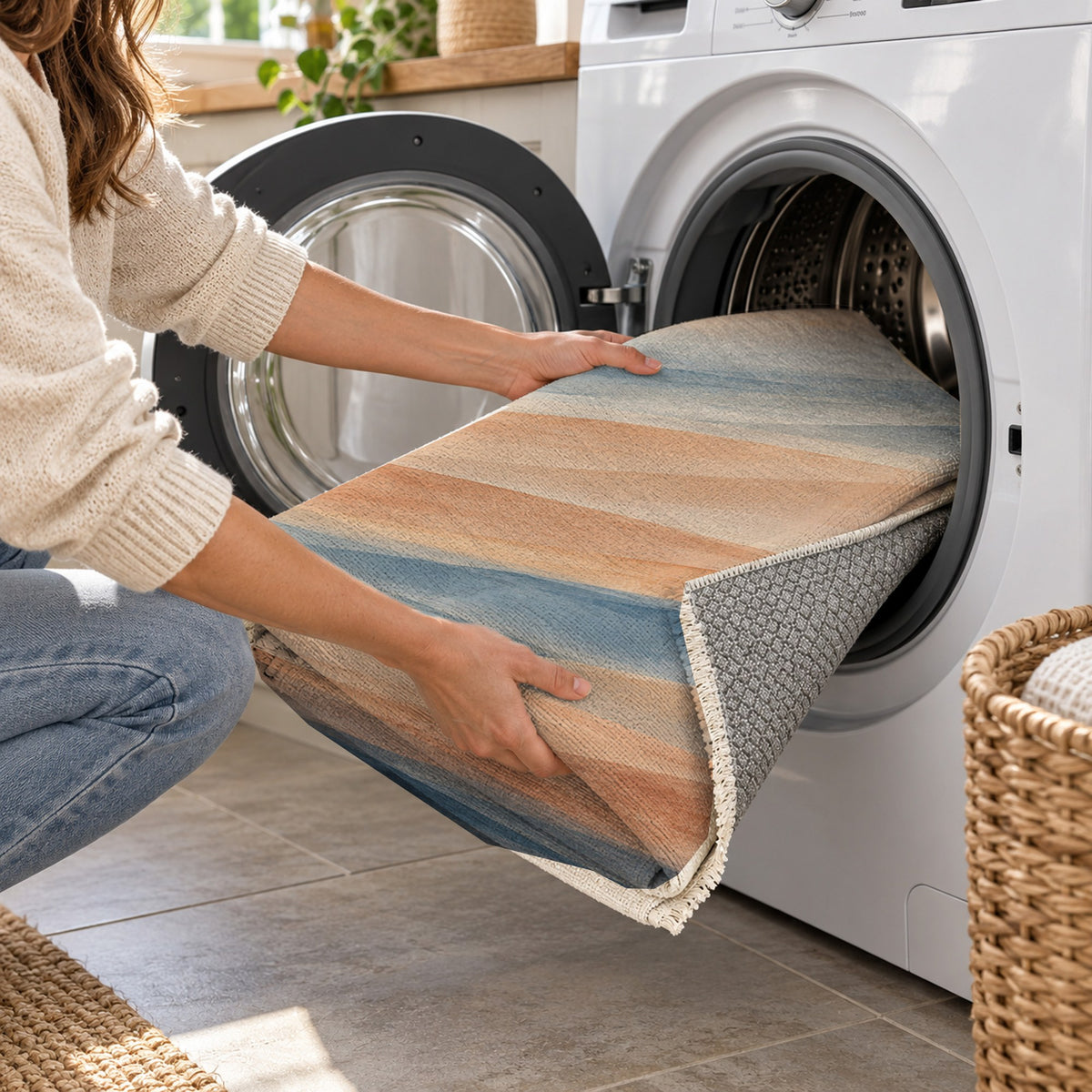 Mirage Layers Modern Washable Rug — washing machine