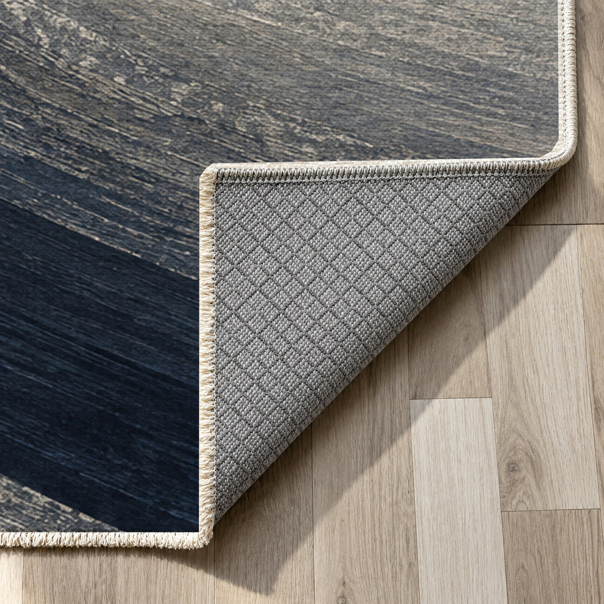 Moonlit Sands Modern Washable Rug — backing close up