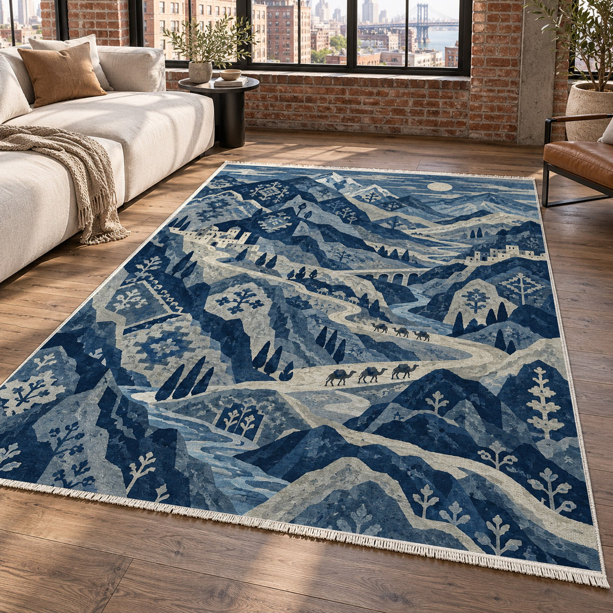 Mountain Passage Indigo Ethnic Washable Rug — new york living