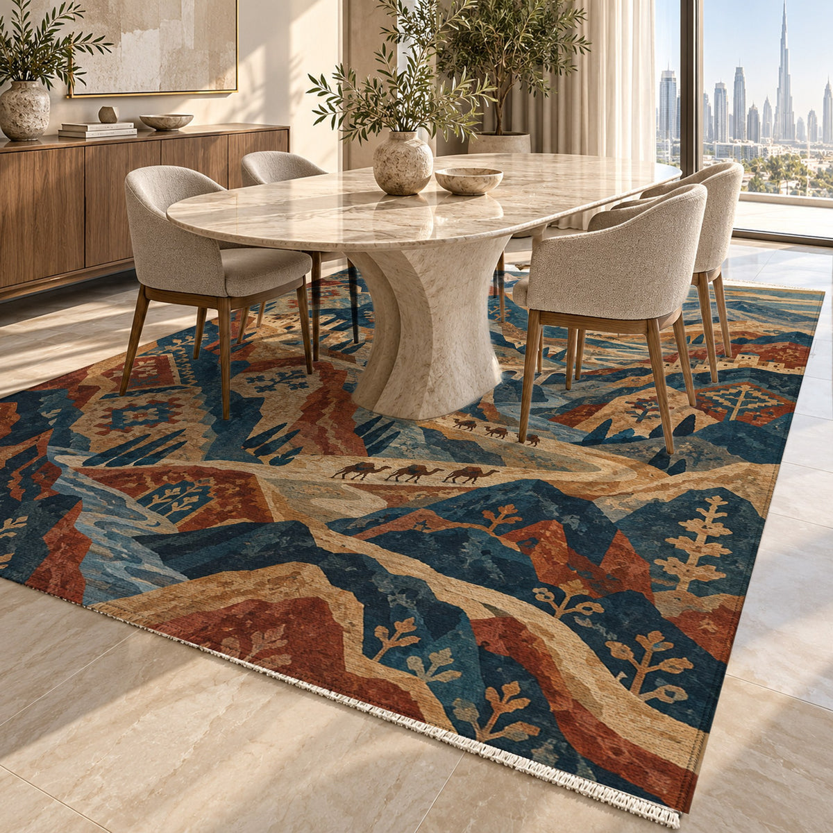 Mountain Passage Ethnic Washable Rug — dubai dining