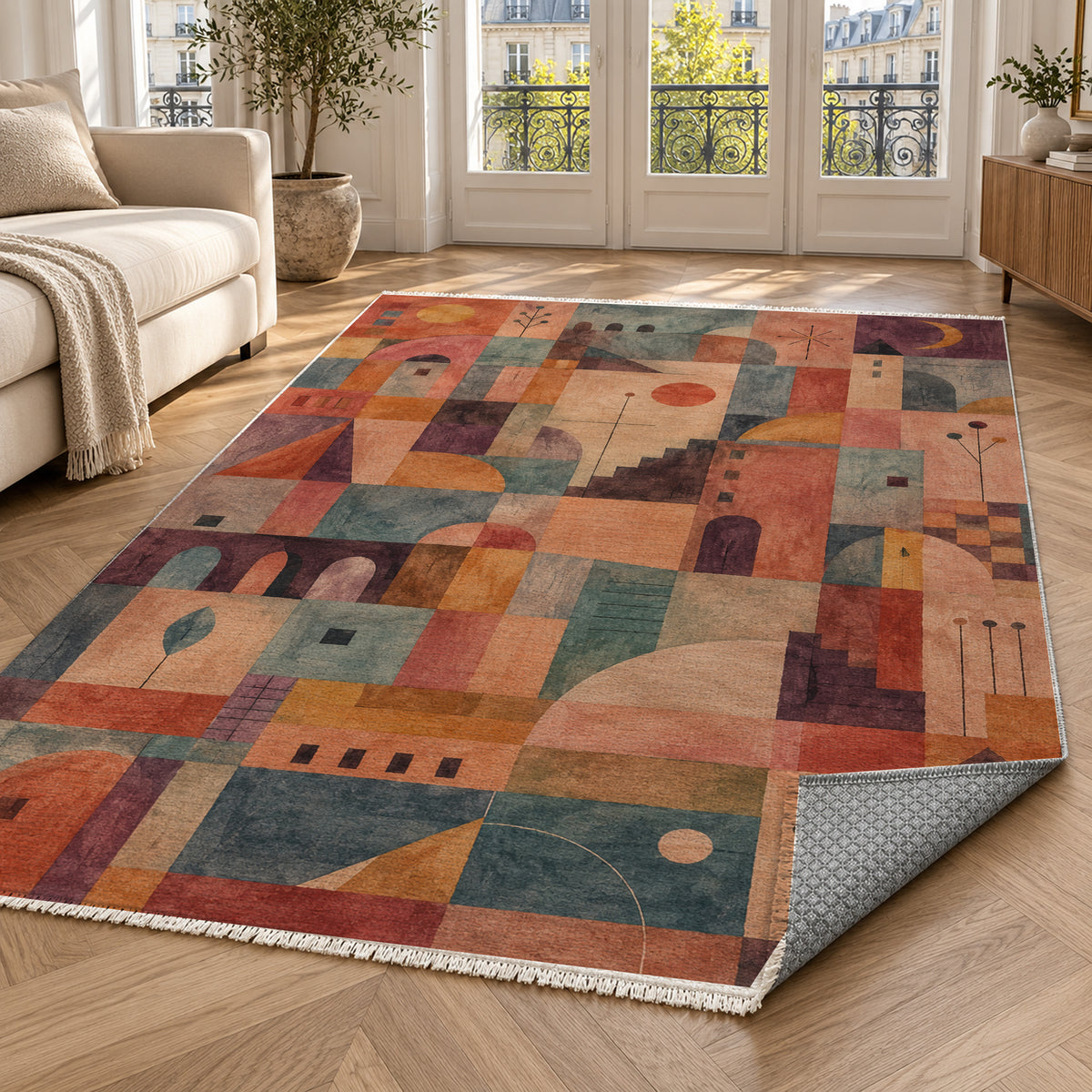 Musical City Abstract Washable Rug — paris living