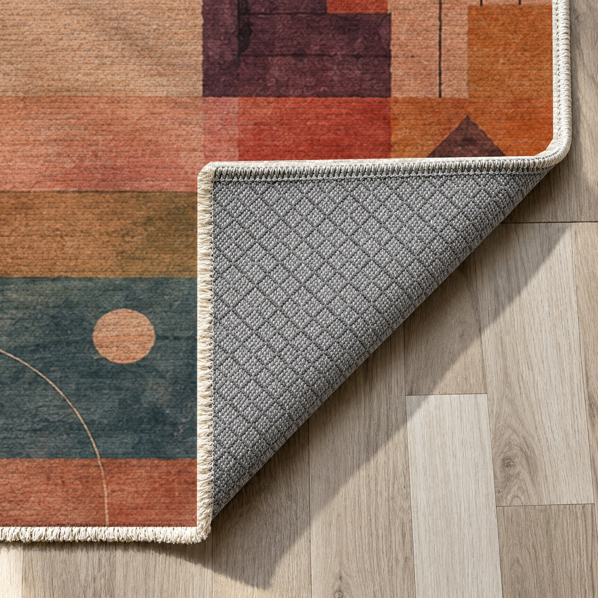 Musical City Abstract Washable Rug — backing close up