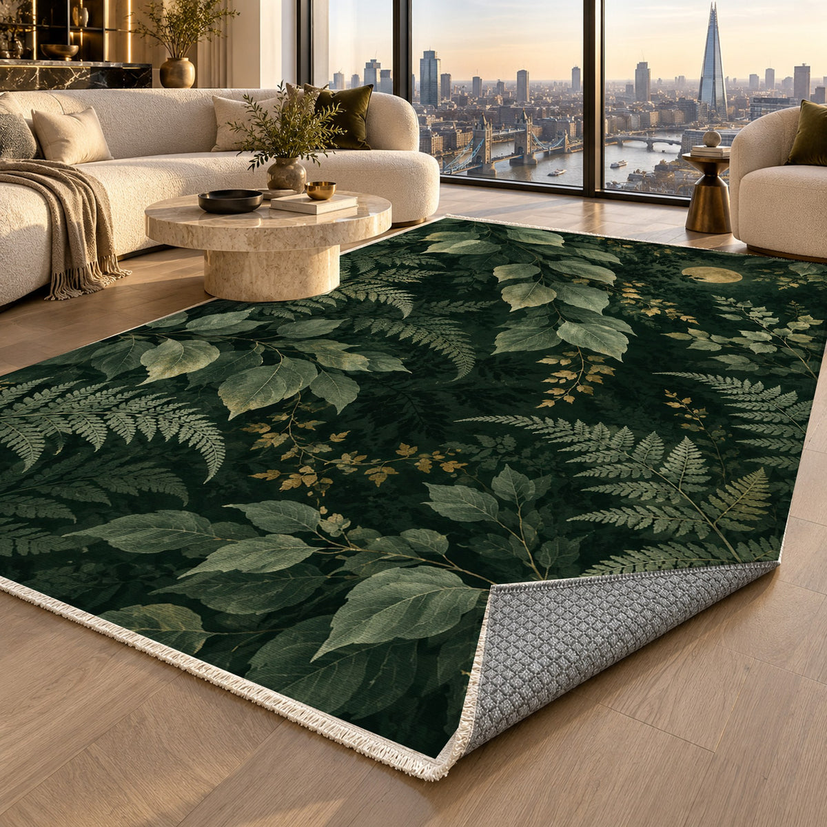 Night Forest Floral Washable Rug — london luxury living