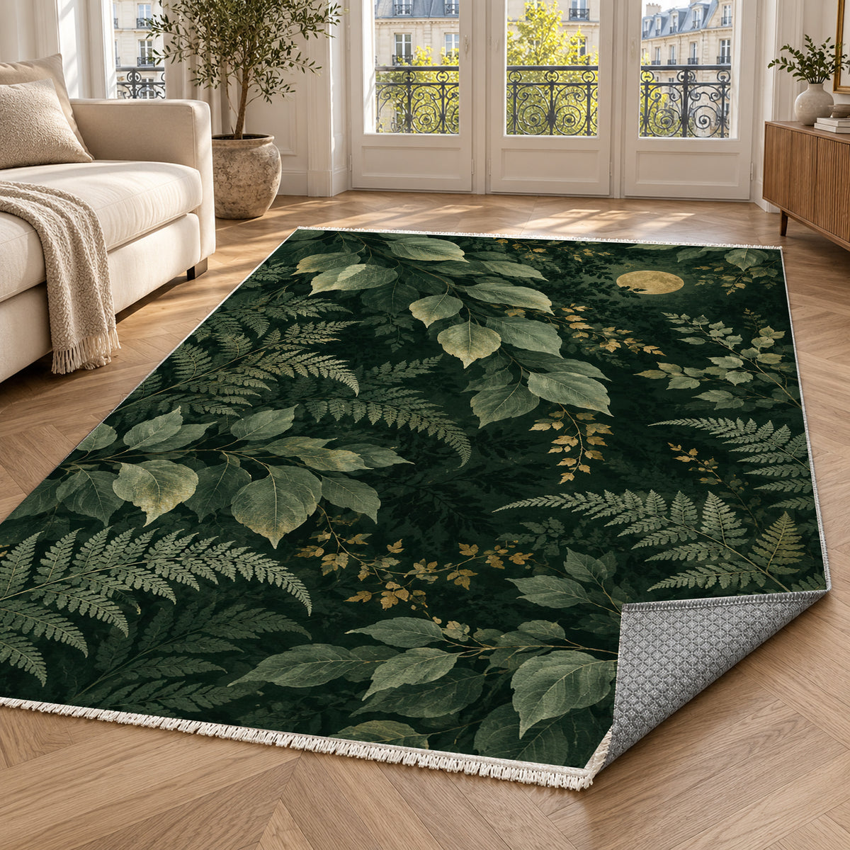 Night Forest Floral Washable Rug — paris living