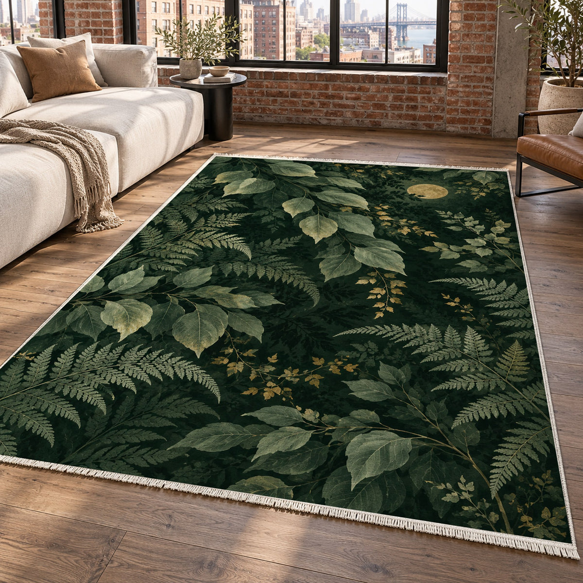 Night Forest Floral Washable Rug — new york living