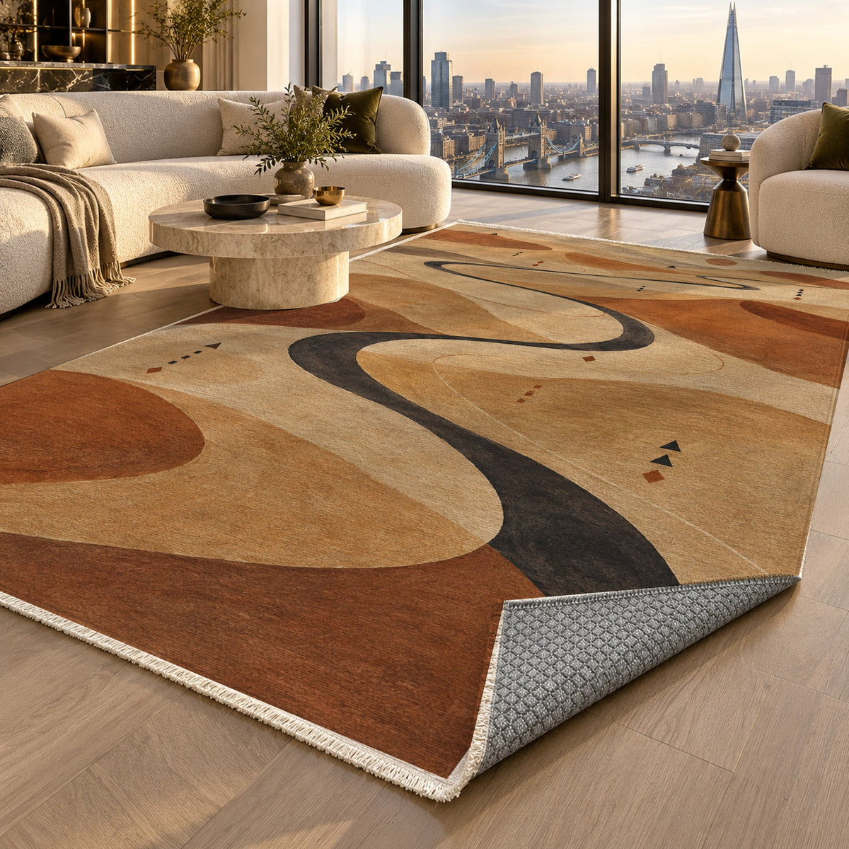Nomad Paths Modern Washable Rug — london luxury living