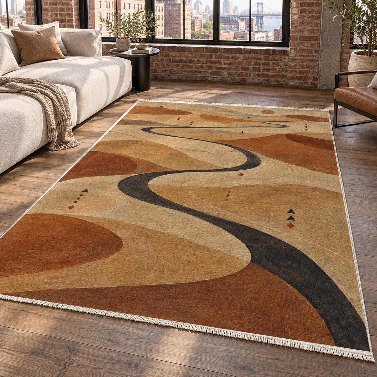 Nomad Paths Modern Washable Rug — new york living