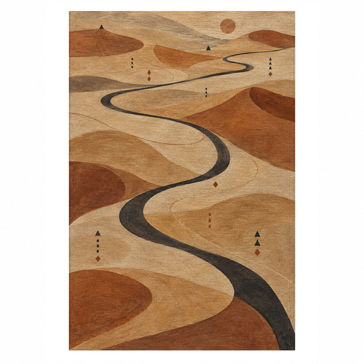 Nomad Paths Modern Washable Rug — top view
