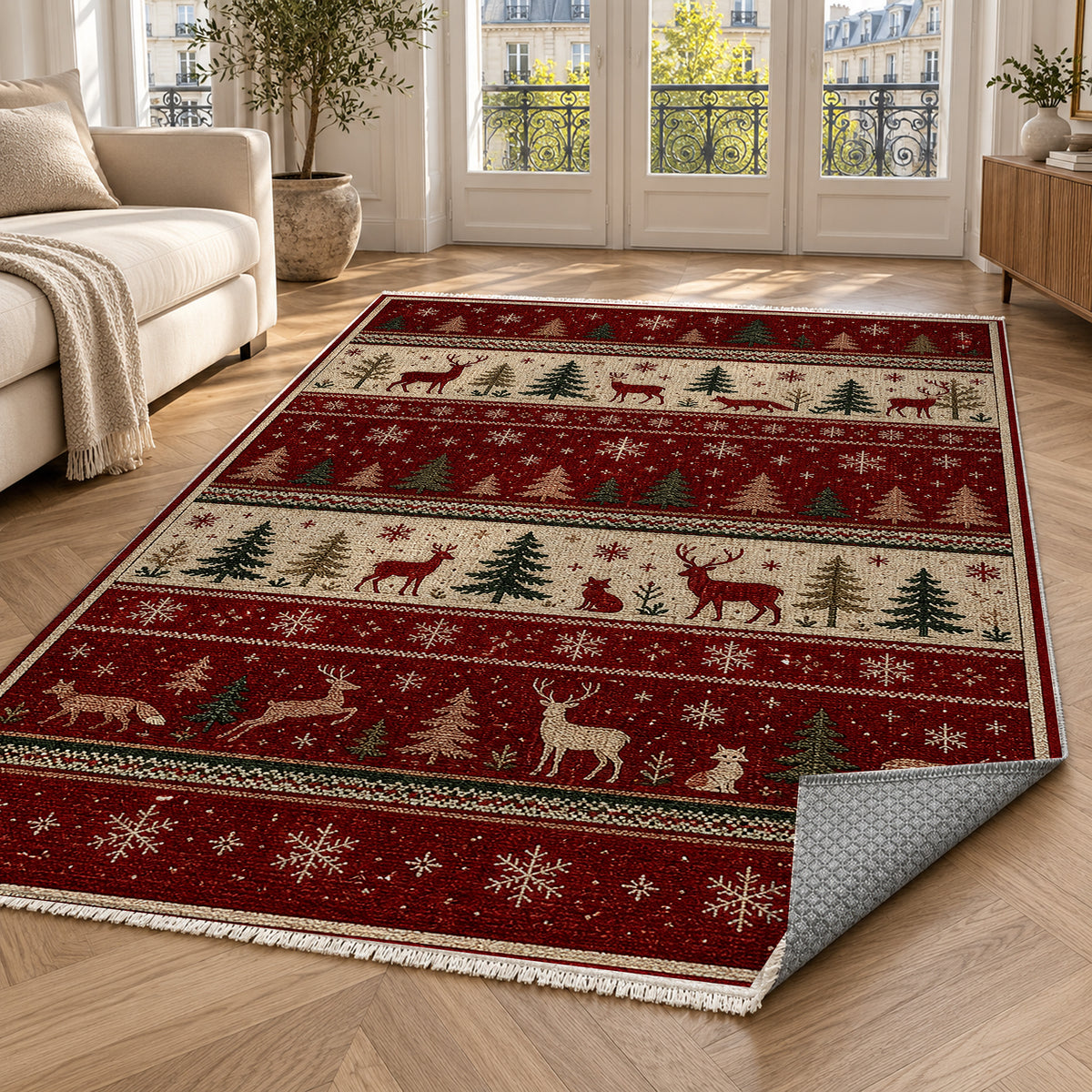 Nordic Crimson Washable Rug — paris living