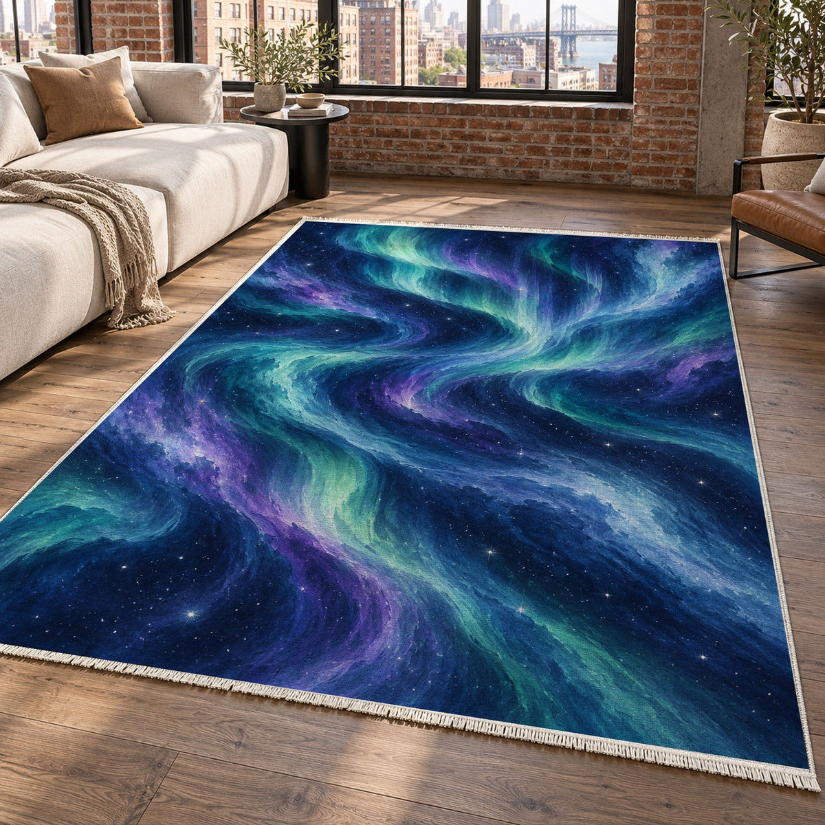 Northern Sky II Abstract Washable Rug — new york living