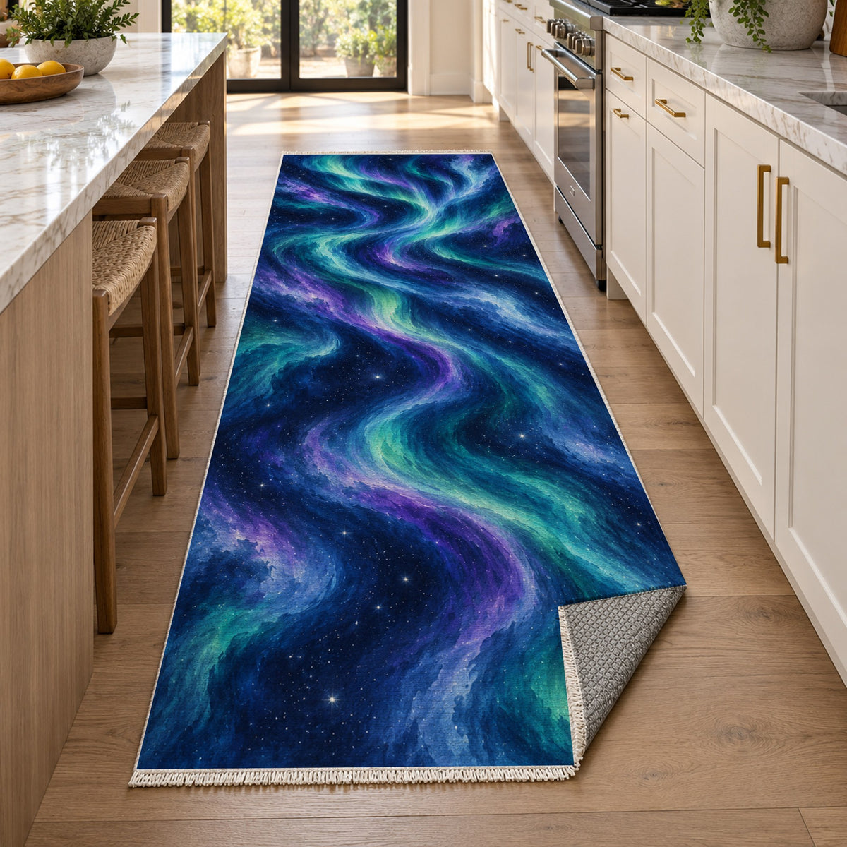 Northern Sky II Abstract Washable Rug — new york kitchen runner