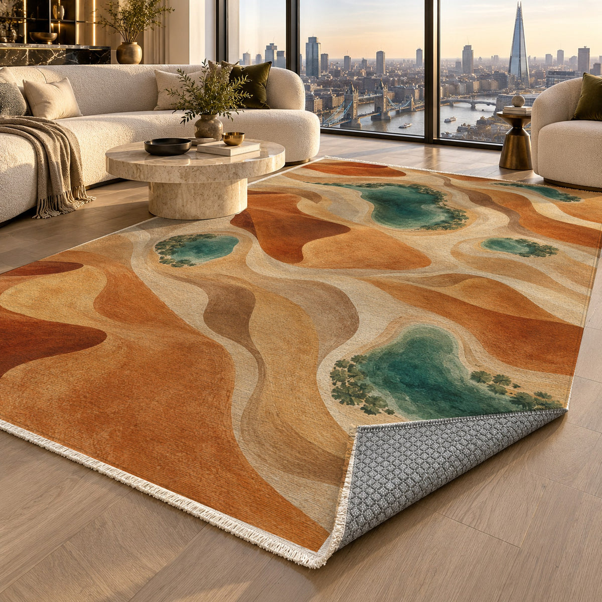 Oasis Shapes Modern Washable Rug — london luxury living