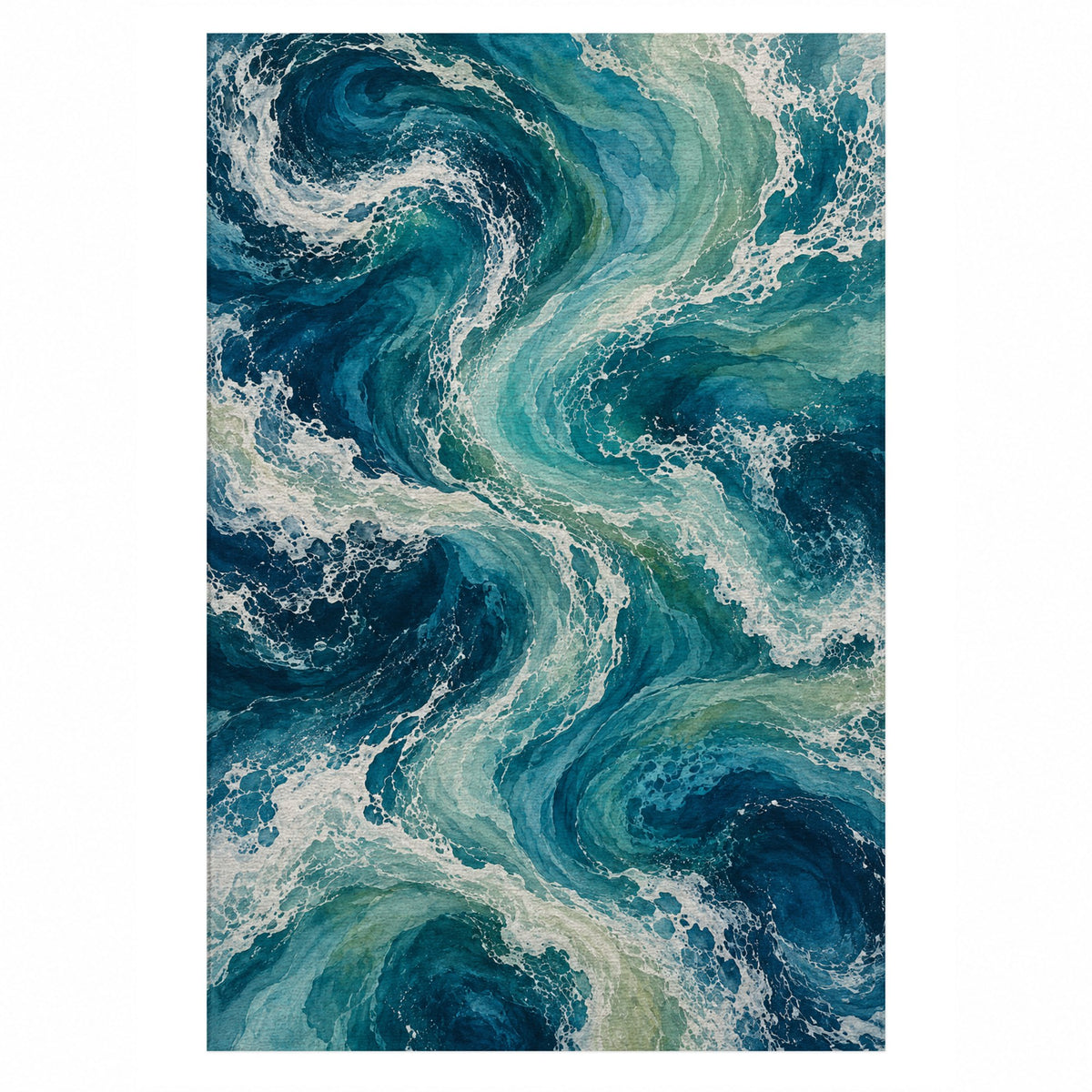 Ocean Currents II Abstract Washable Rug — top view