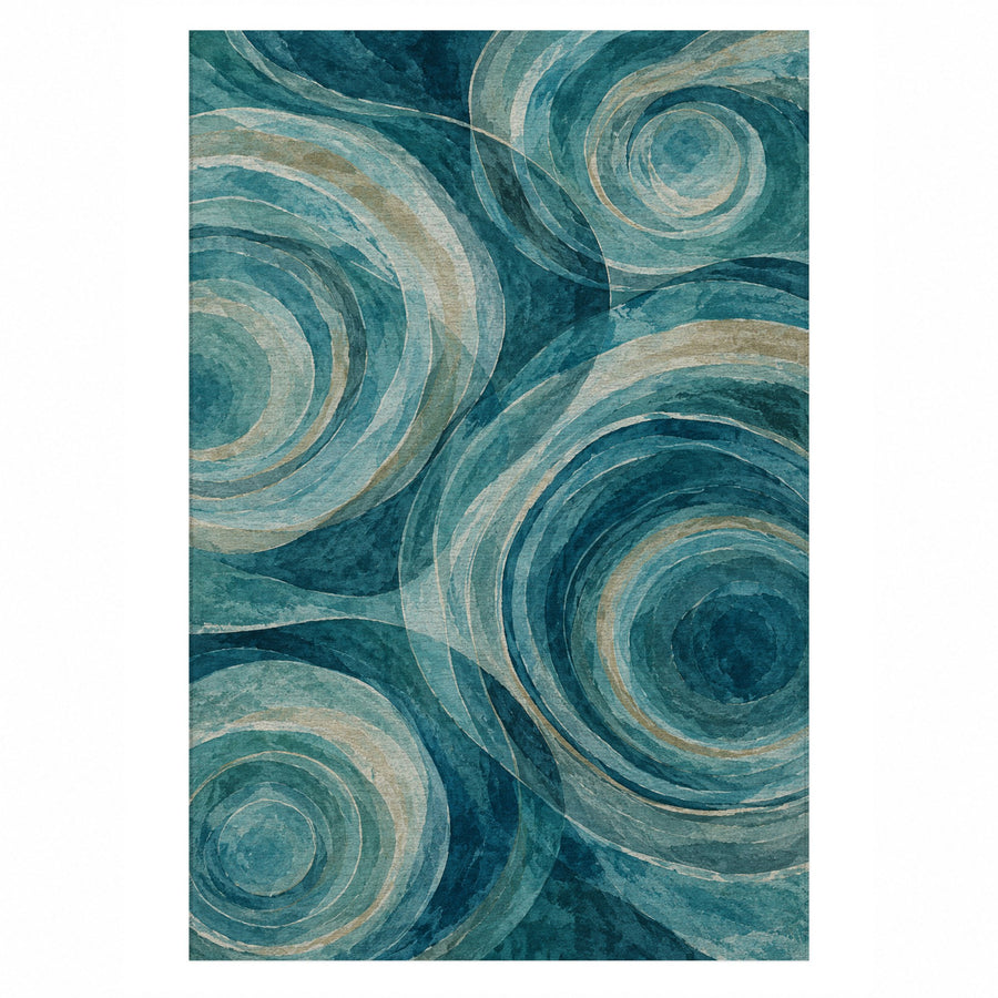 Ocean Rings Washable Rug