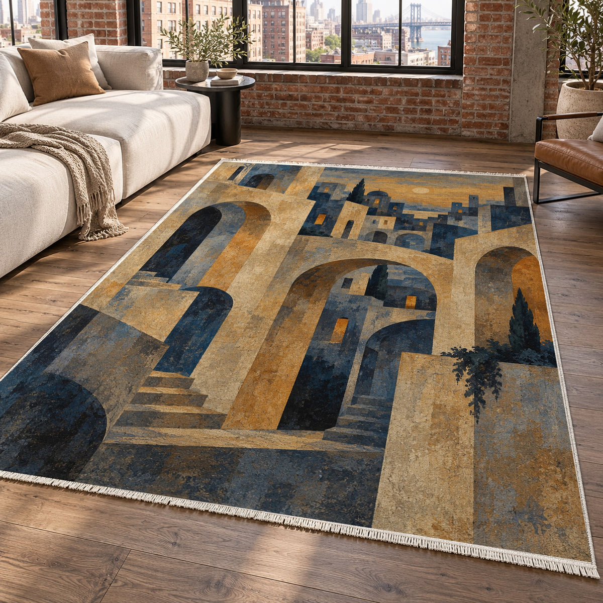 Old Town Arches Modern Washable Rug — new york living