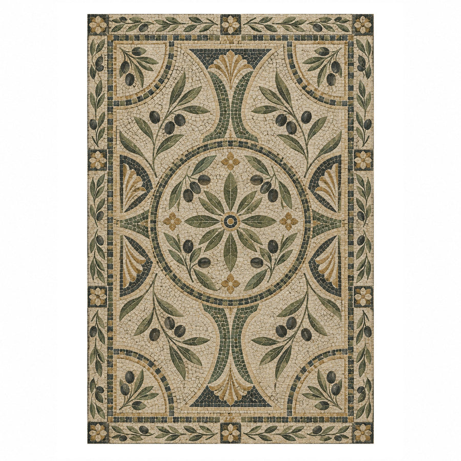 Olive Courtyard Washable Rug