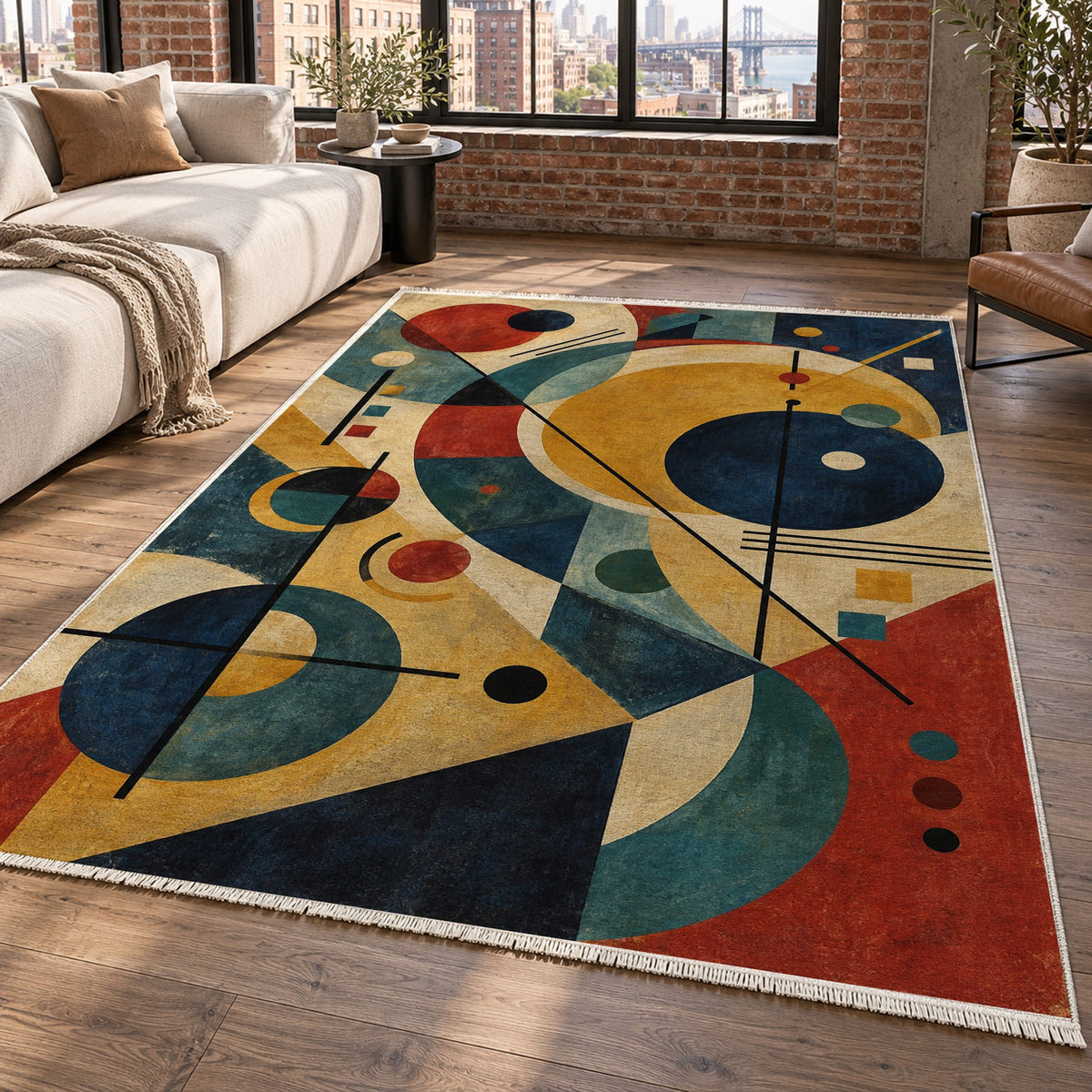 Orbital Jazz Abstract Washable Rug — new york living
