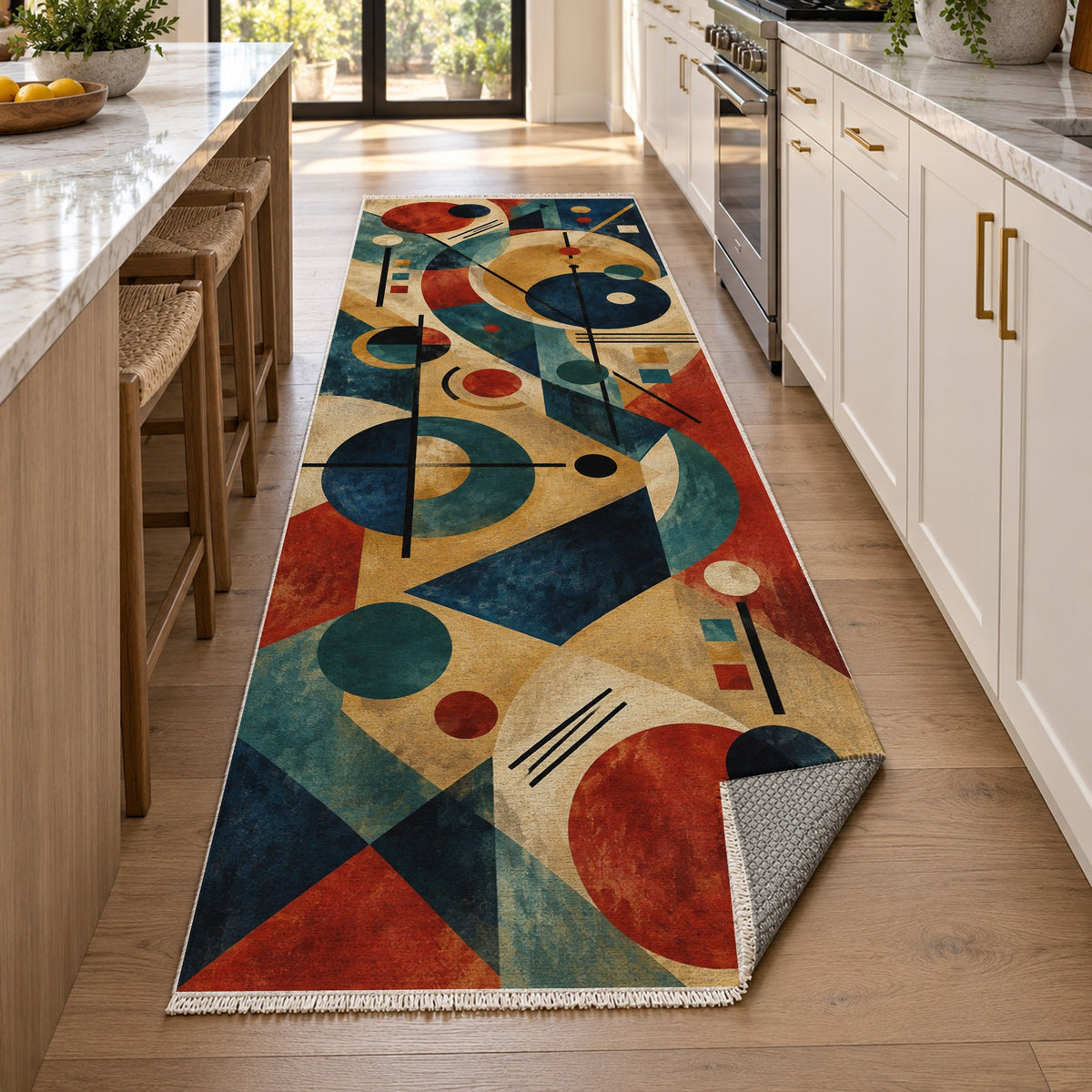 Orbital Jazz Abstract Washable Rug — new york kitchen runner