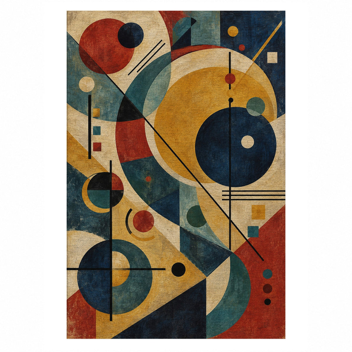 Orbital Jazz Abstract Washable Rug — top view