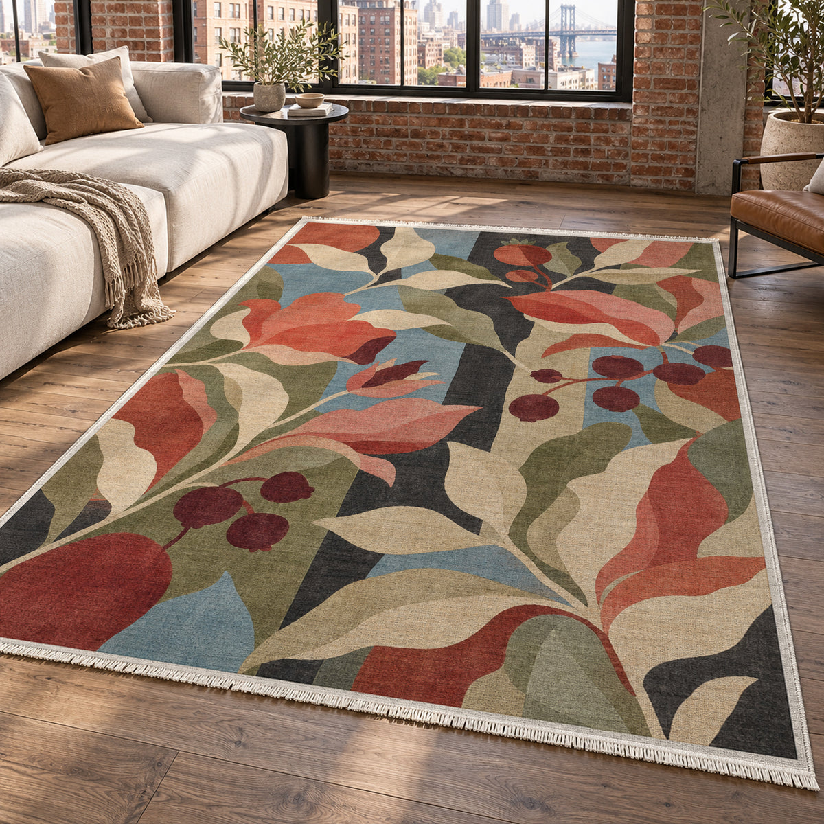 Orchard Rose Floral Washable Rug — new york living