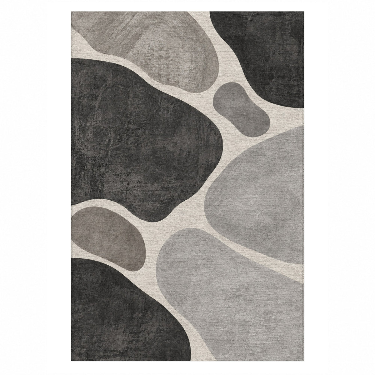 Organic Islands Charcoal Ivory Modern Washable Rug — top view