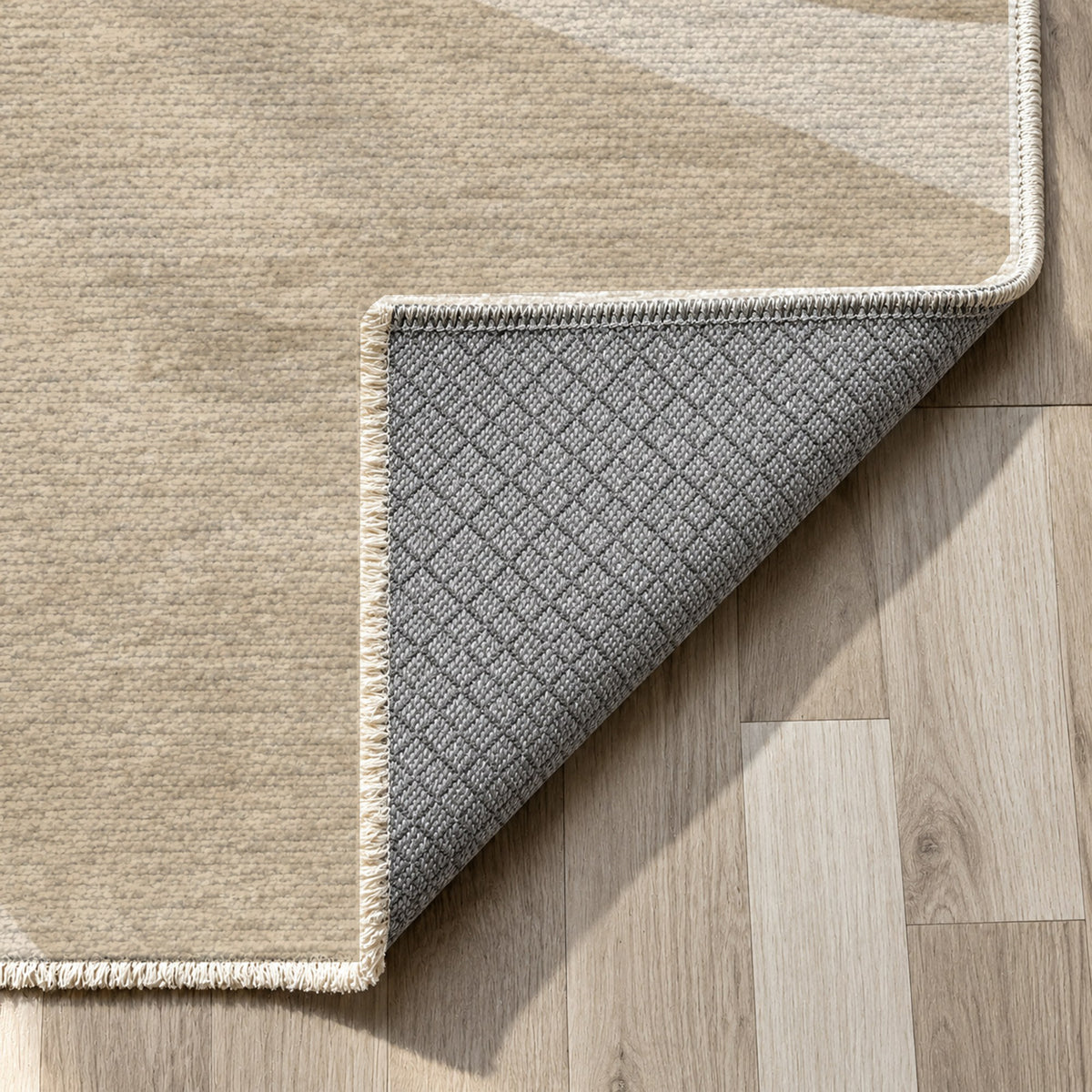 Organic Islands Sage Sand Modern Washable Rug — backing close up