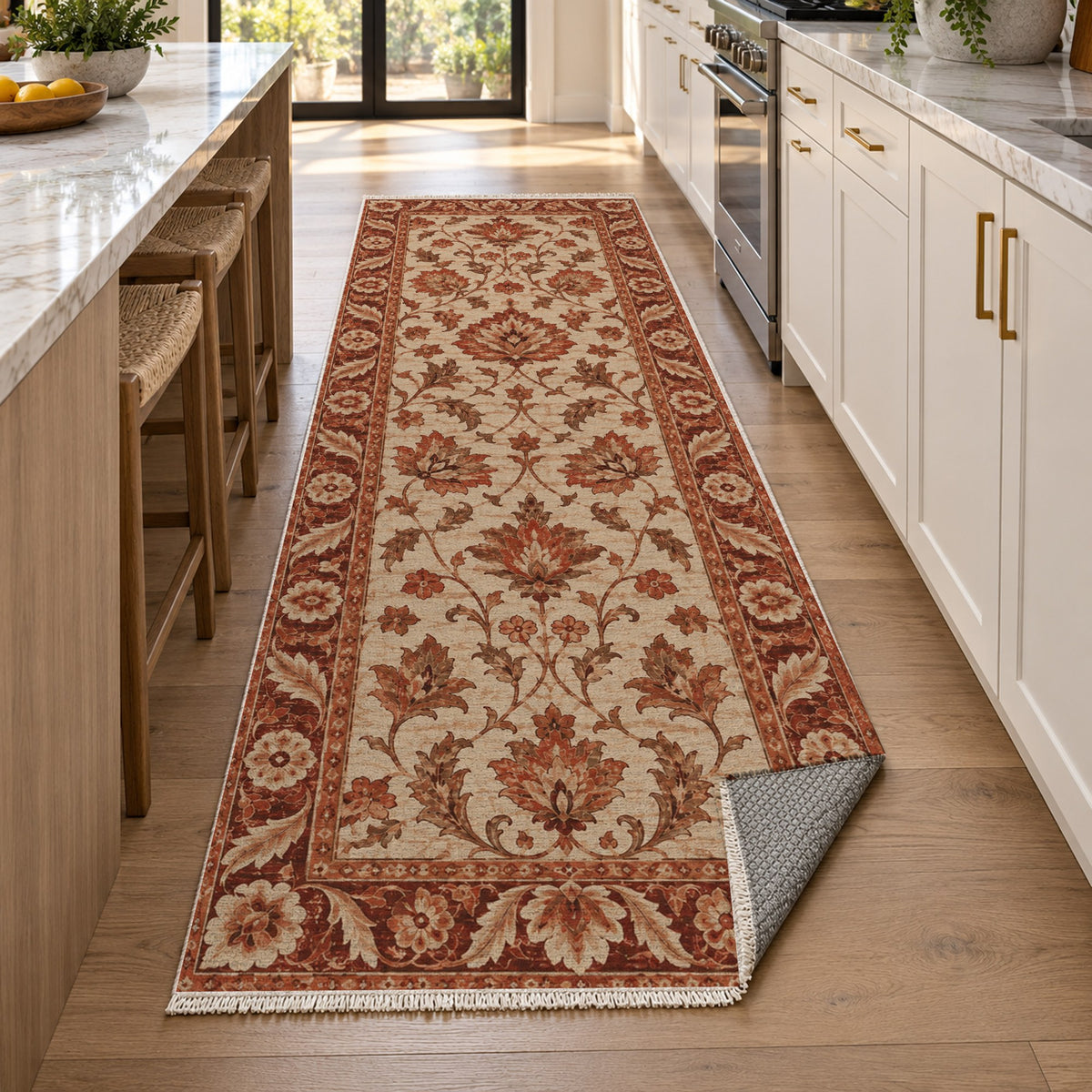 Oushak Garden Rust Sand Classic Washable Rug — new york kitchen runner