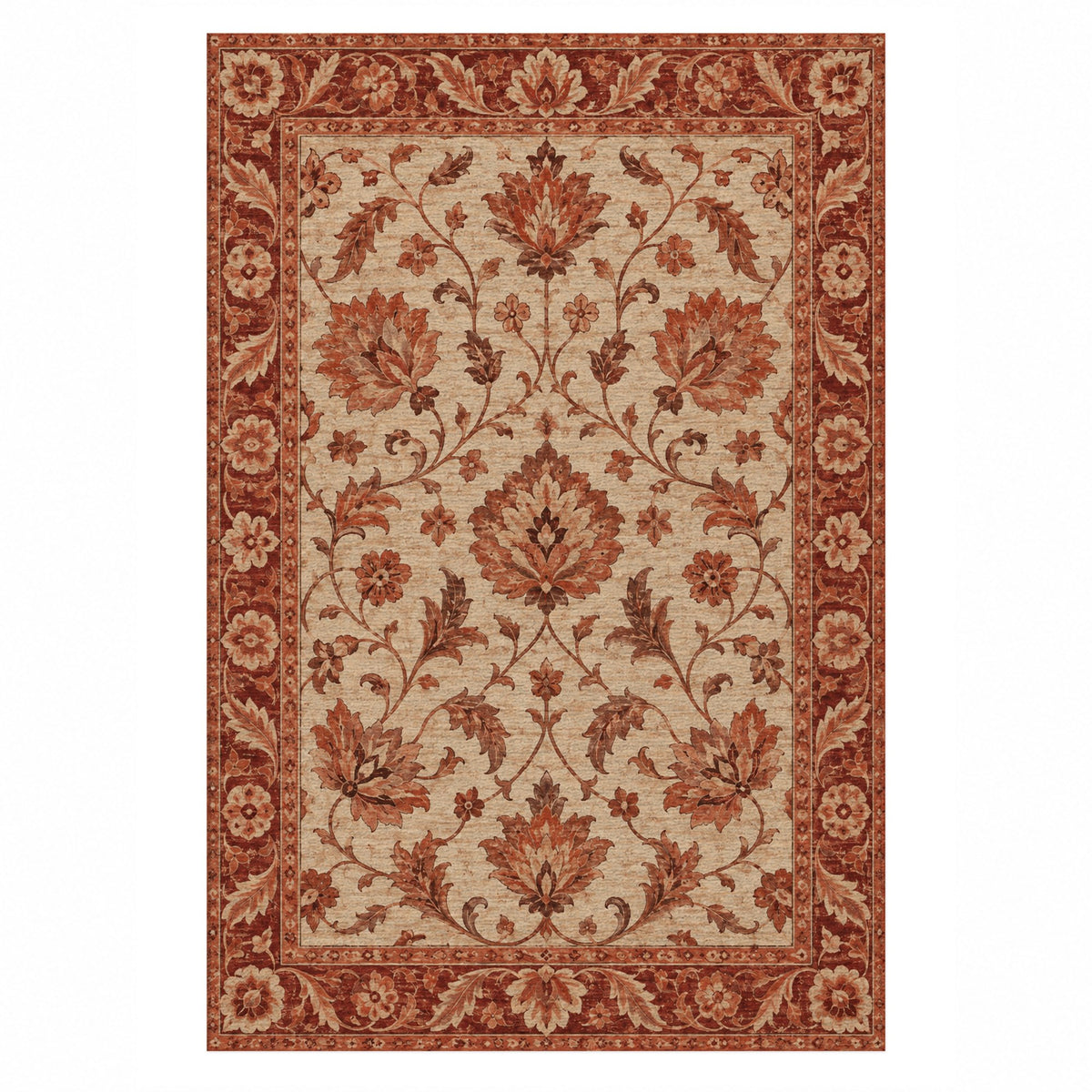 Oushak Garden Rust Sand Classic Washable Rug — top view