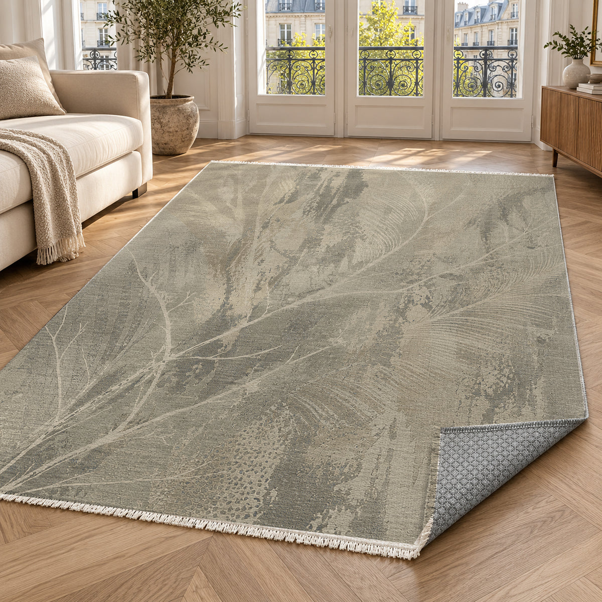 Pampas Stone Abstract Washable Rug — paris living