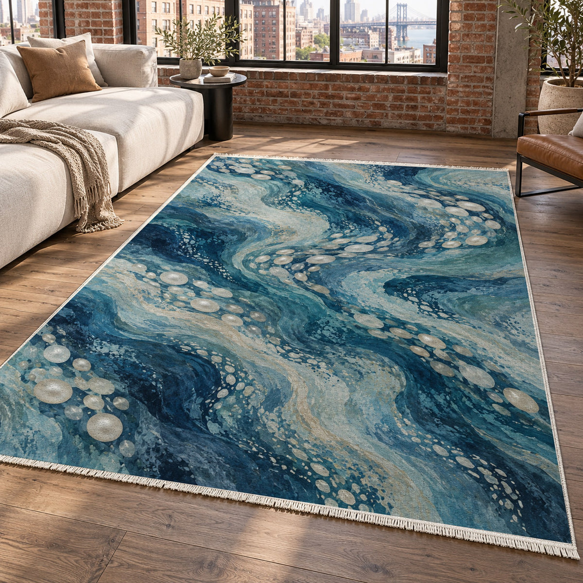 Pearl Shoals Abstract Washable Rug — new york living